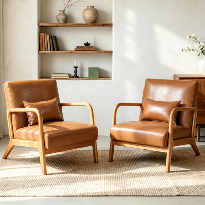 Chaise d'appoint rembourrée en bois massif de 25,8 po de largeur avec un coussin supplémentaire Jyrin