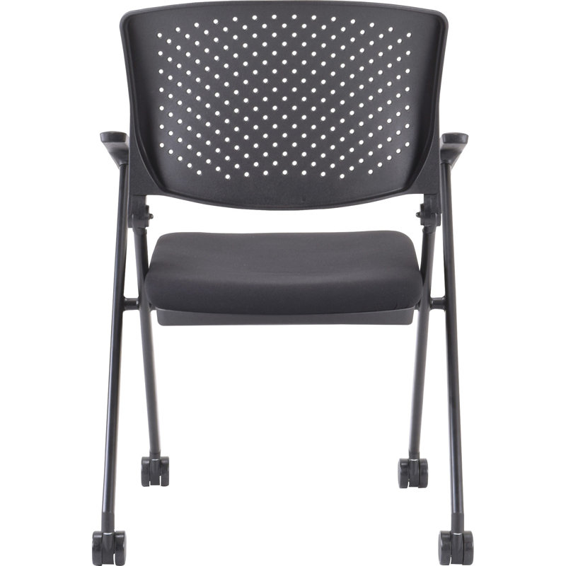 Black Fabric and Metal Nesting Reception Chair with Arms