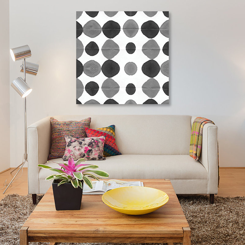 « sceau black black & white iii », impression sur toile, H 12 po x l 12 po x P 0,75 po, Toile tendue, Pas de tapis