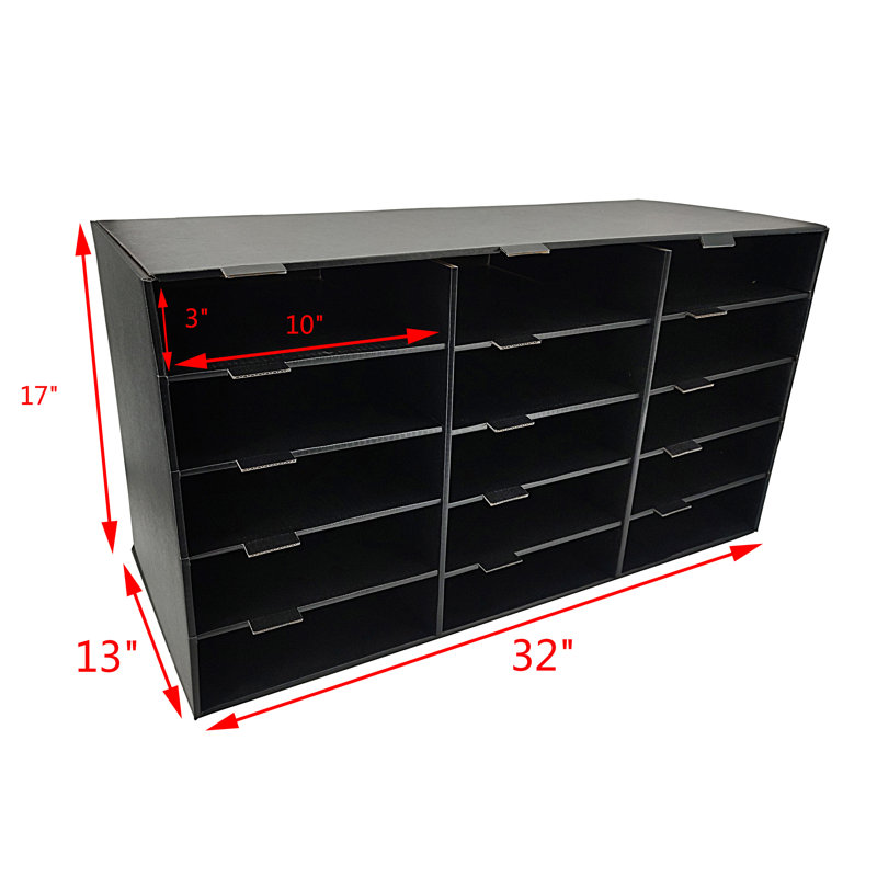 Black 15-Slot Vertical File Organizer for Office and Classroom