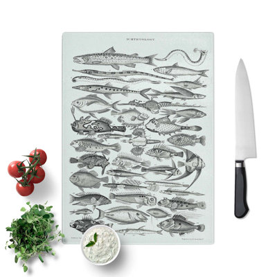 Tempered Glass Study of Fish Xlvh by Oliver Goldsmith Chopping Board