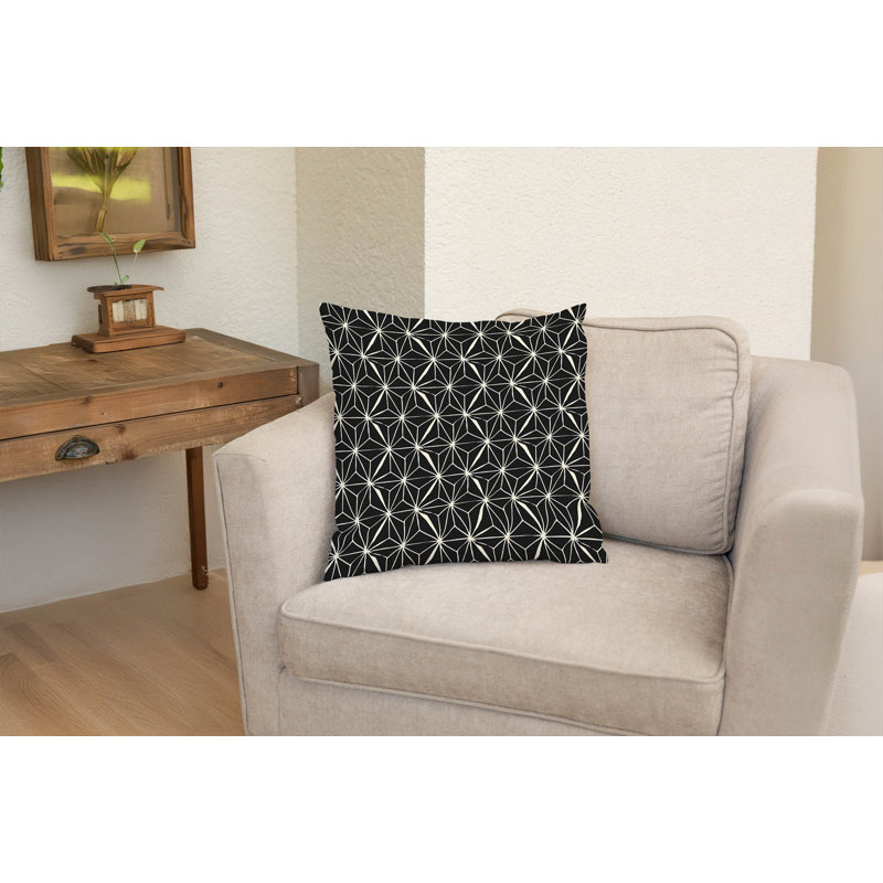 Coussin décoratif Asanoha Star, Gris anthracite minuit, Carré 26 po