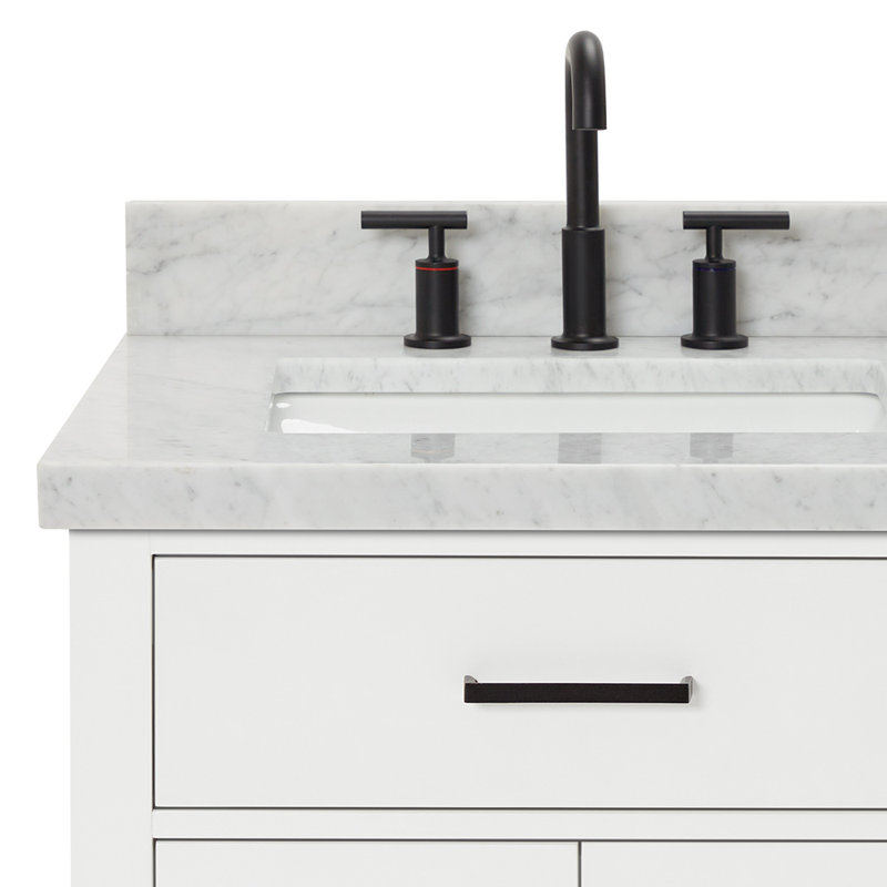 ARIEL HEPBURN 37 IN RIGHT OFFSET RECTANGULAR SINK VANITY 1,5 IN, Left, Rectangular, White