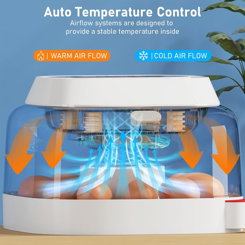 12 Egg Incubator with Automatic Egg Turning and Humidity Display, 4 Modes Incubators for Hatching Eggs with Bulit-in Candler, 360° View Clear Window, for Chicken, White, 11.2x11.2x7.6 inch