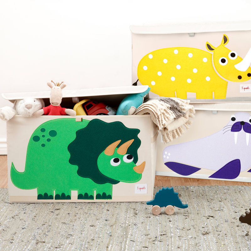 3 Sprouts Collapsible Toy Chest Storage Bin for Kids Playroom, Dinosaur