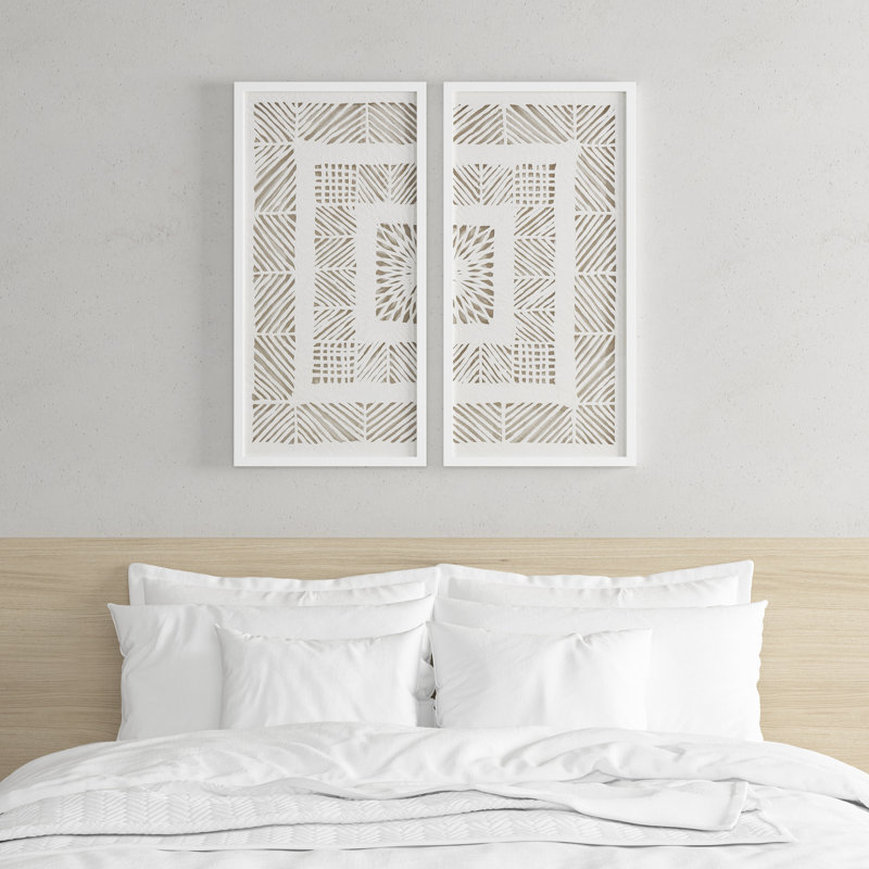 Framed Geometric Rice Paper Panel Shadowbox Wall Décor