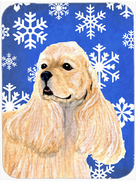 The Holiday Aisle Ashlynn Cocker Spaniel Glass Cutting Board, Blue/White