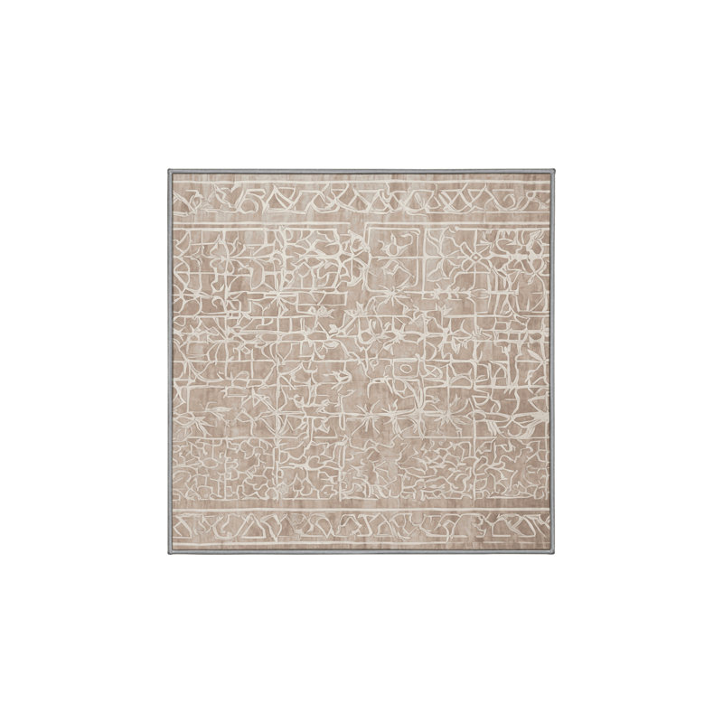 Machine Washable Gray Area Rug, Square 6'