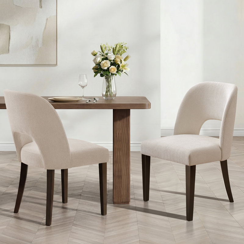 47cm H Upholstered Upholstered Back Side Chair, Beige
