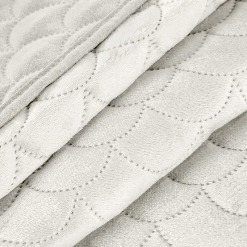 Ried Velvet Solid Colour Bedspread, W220 x L240cm, Cream