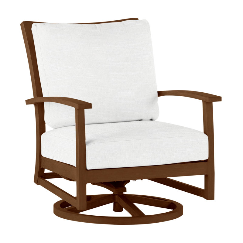 Charleston Patio Lounge Chair with Cushions, No Welt, Linen Dove, Charleston Aluminum #60 Oak