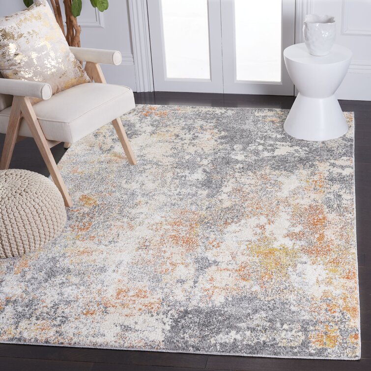 Banelly Abstract Gray/Yellow Area Rug 5.3’ x 7.7” 