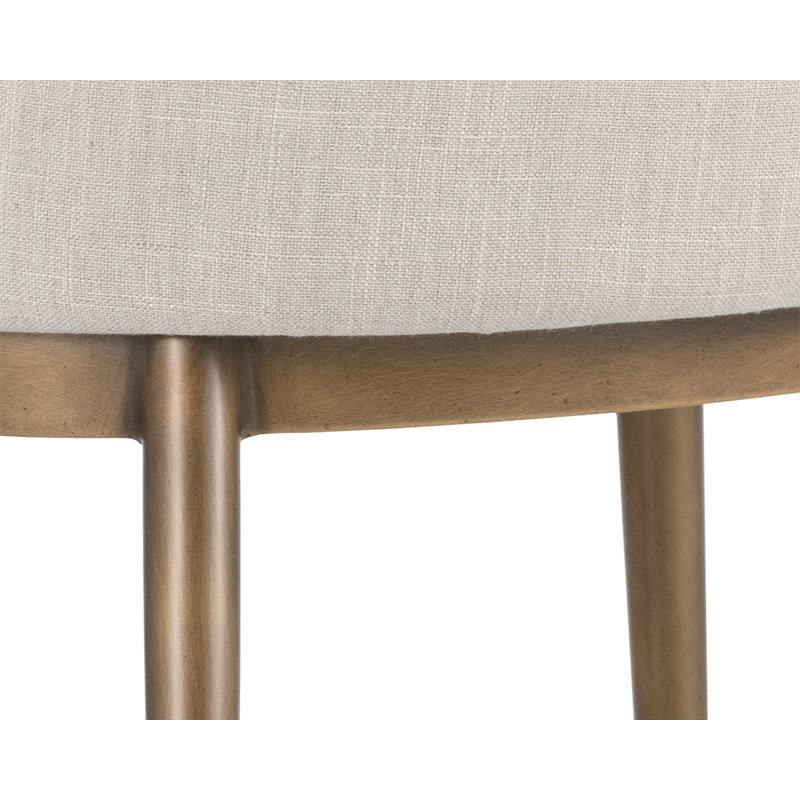 Irongate Upholstered Arm Chair, Beige, Antique Brass
