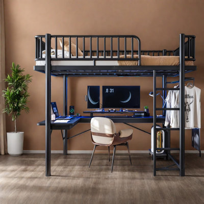 Multifunctional Beds With Storage, Full Metal Modern Loft For Home