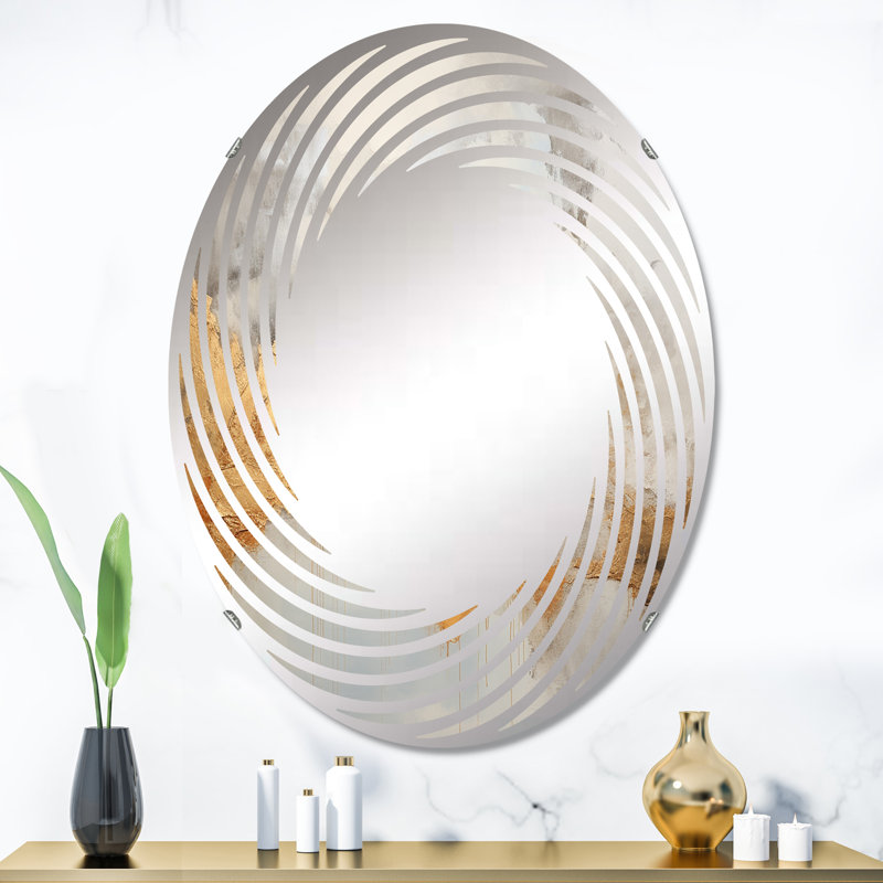 Tempêtes de minimalisme beige - Miroir mural en spirale | Ovale, 35,4 po x 23,6 po