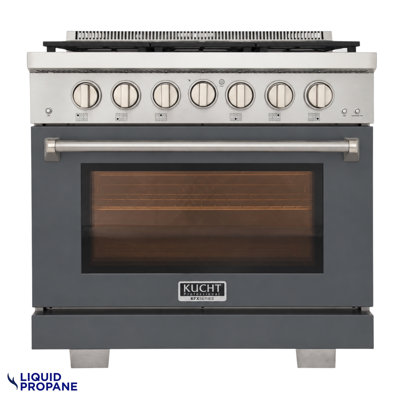 KUCHT Professional 36 in. 5.2 cu. ft. Propane Gas Range and Convection Oven in Cement Gray with True Simmer Burners
