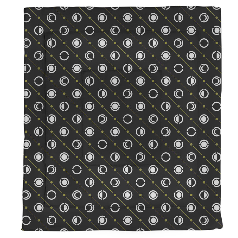 Édredon simple réversible en microfibre à deux couleurs Moon phases, Édredon simple TG, Gris/jaune