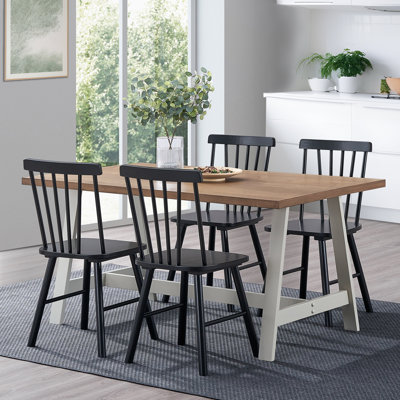 Phaong 17" Wide Mid-Century Modern Windsor Back Wood Modern Dining Chairs