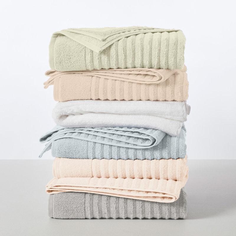 100% Zero-Twist Cotton Ribbed Hand Towels (Set of 6), Pink Sand, Hand Towels - 6 Pack