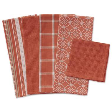  KitchenAid Albany Kitchen Towel 4-Pack Set,Cotton, Honey  Orange/White, 16x26 : Home & Kitchen