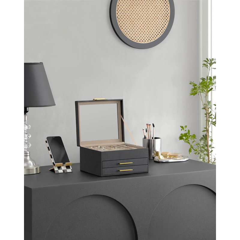 Wood Jewellery Box, Black/Golden