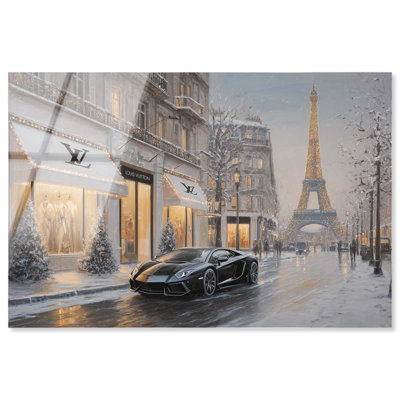 Paris in the Winter Store Acrylic Print Fashion Wall Art by Art Remedy, Ready to Hang, 45 x 30
