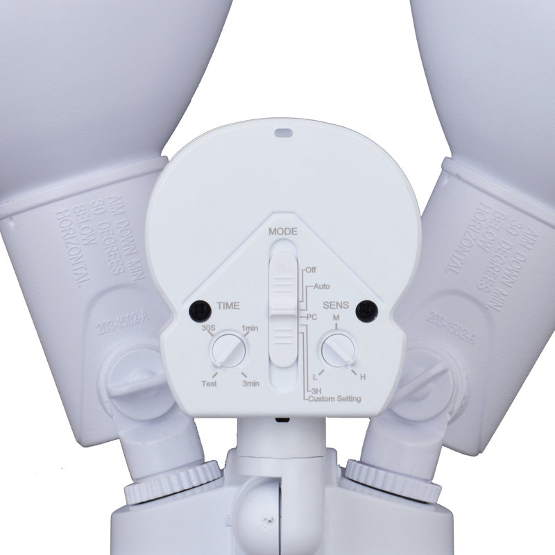 2 - Head Hardwired Dusk to Dawn Outdoor Security Flood Light with Motion Sensor and Timer, White