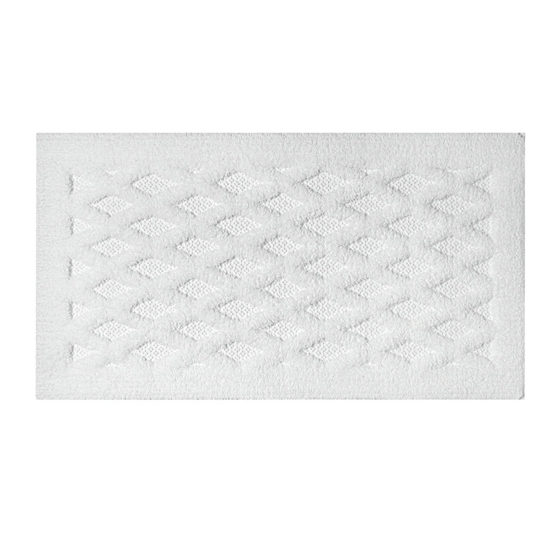 Diamante Geometric Bath Rug, 24" W x 39" L, White