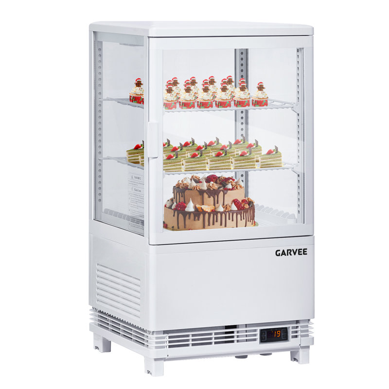 2.1 Cu.ft Commercial Refrigerator Display Case, Single-Door Pastry Display Fridge with Interior LED Lighting, Double-Layered Glass Countertop Bakery Display Refrigerator