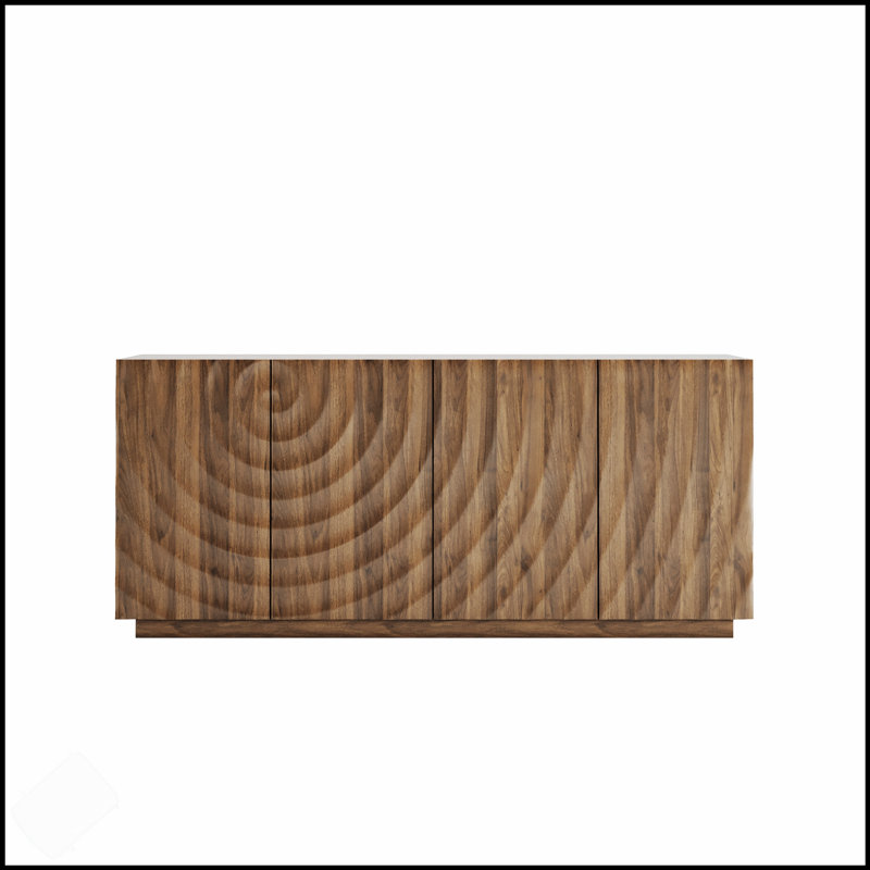 Buffet moderne avec textures 3D avec rangement, luxueux buffet anti-déversement pour la cuisine et le salon, largeur de 59 pouces