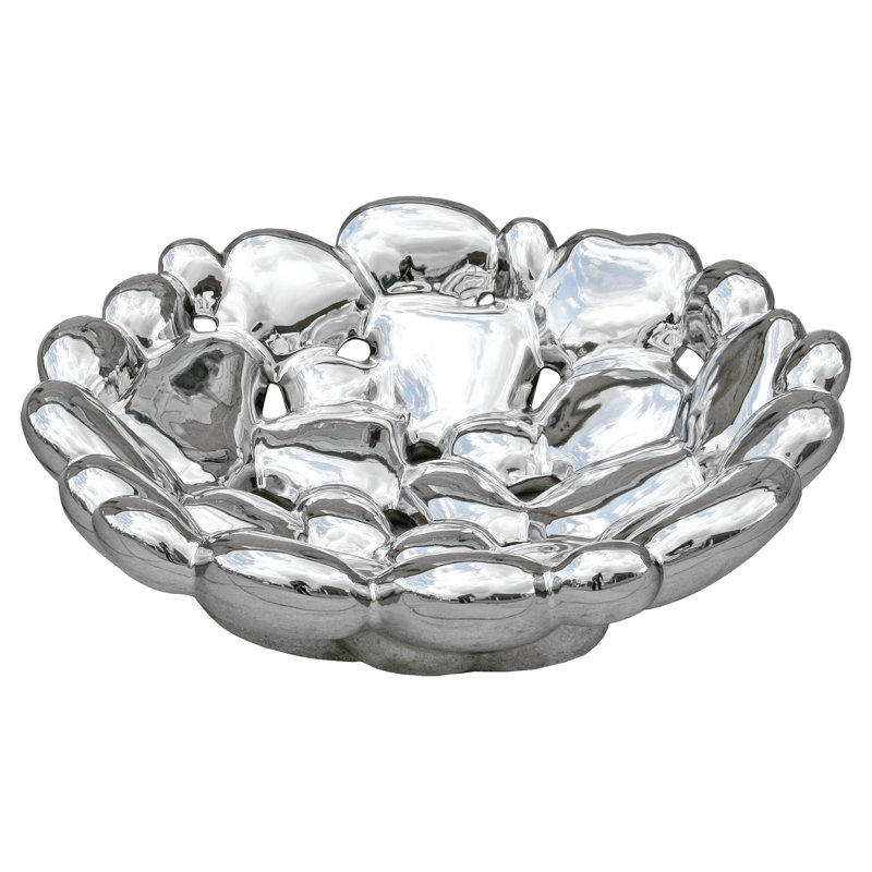 Quandro Ceramic Decorative Bowl 1, Silver