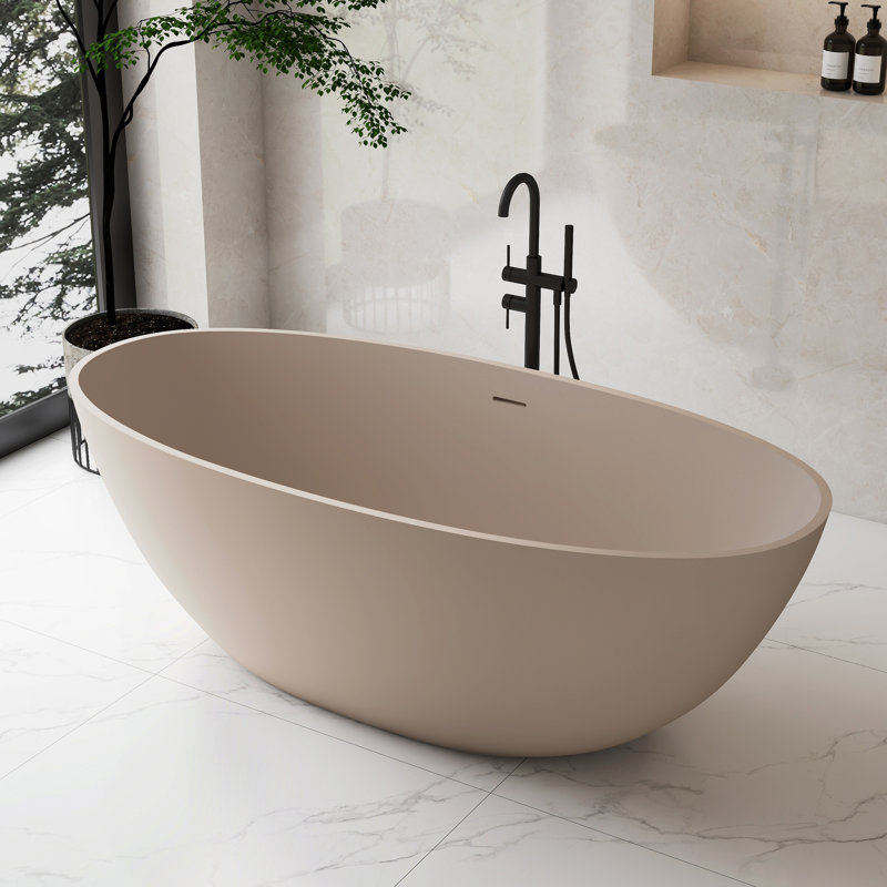 Baignoire autoportante de 65 po x 30 po en résine de pierre solide