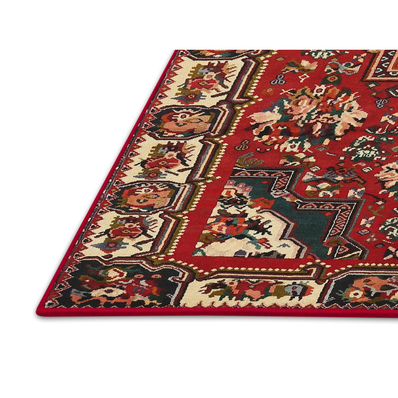 Tapis à motif oriental rouge / ivoire, Rectangle 5 pi x 8 pi