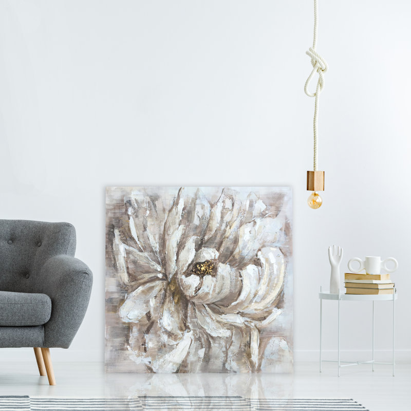 Fleur - peinture sur toile tendue, H 40 po x l 40 po x P 1,5 po