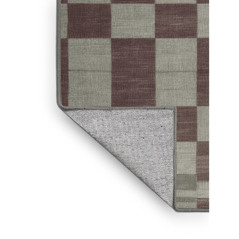 Machine Washable Checkered Gray Area Rug, Square 6'