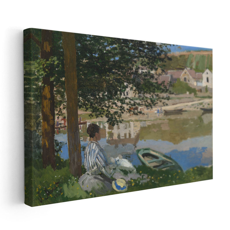 Sur la berge de la seine - reproduction d'art sur toile, H 20 po x l 30 po