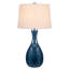 Ensemble de 2 lampes de table en verre lustré bleu antique H 28,5 po avec abat-jour fuselé en tissu 150 W par
