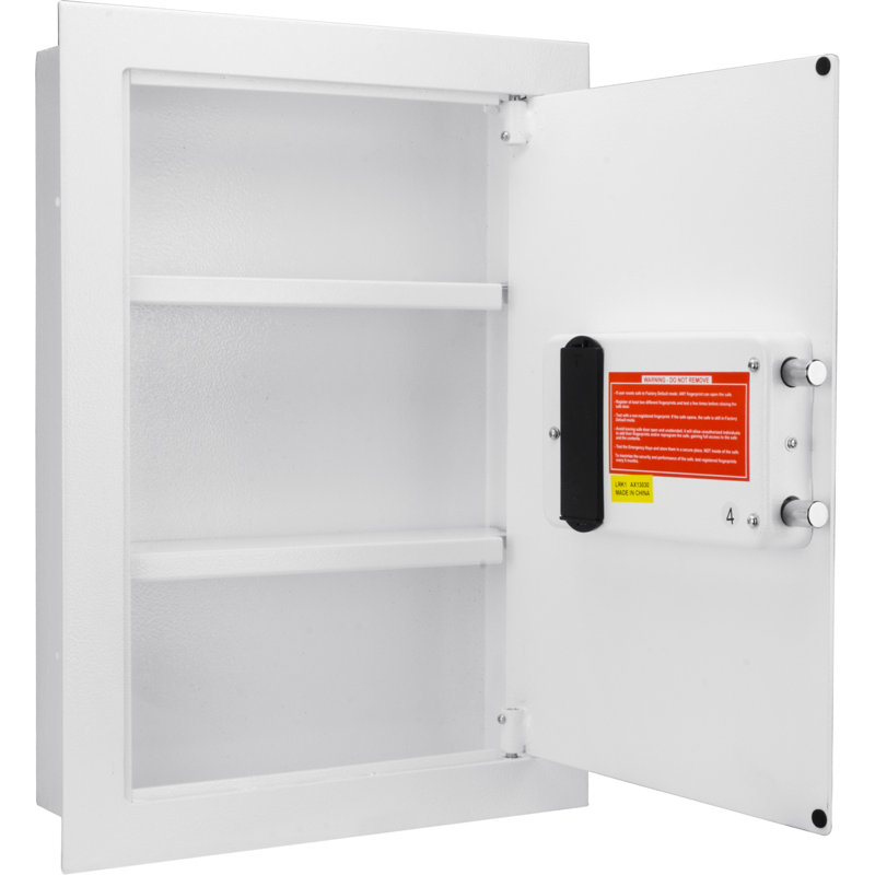 White Steel Biometric Fingerprint Wall Safe with Batteries