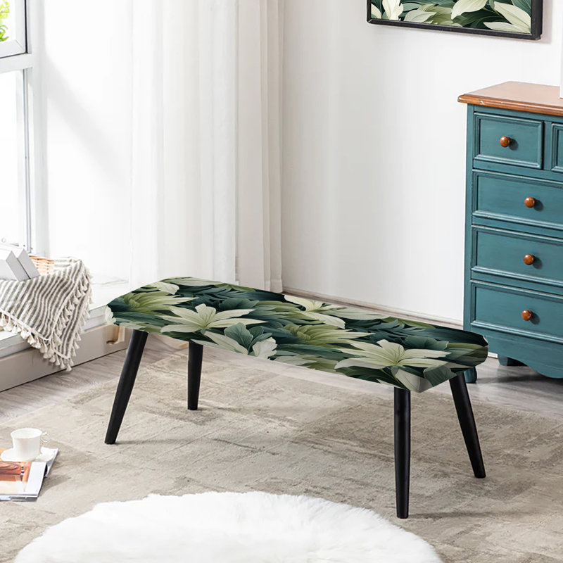 Motif tropical feuillu - banc rembourré noir Tropical