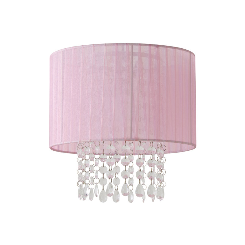 28cm H Fabric Drum Pendant Shade ( Screw On ), Light Pink