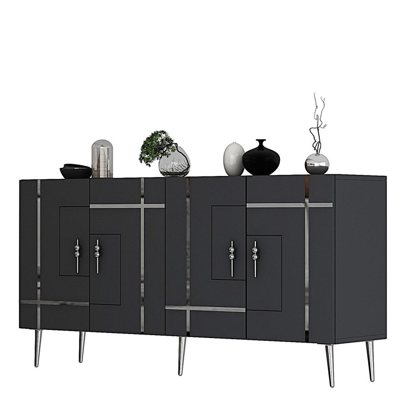 Olivia 150cm Console Table, Grey/Silver