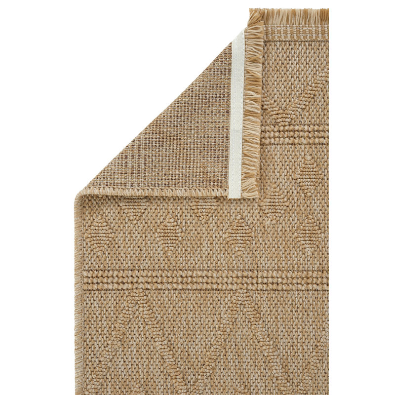 Hasir Beige Wicker Textured Cut Pile Rug, Rectangle 3'11" x 5'11"