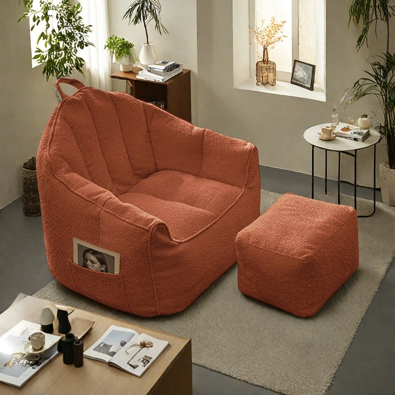 Canapé à billes paresseux et minimaliste, H 25,19 po x l 37,79 po x P 33,07 po, Polyester brun