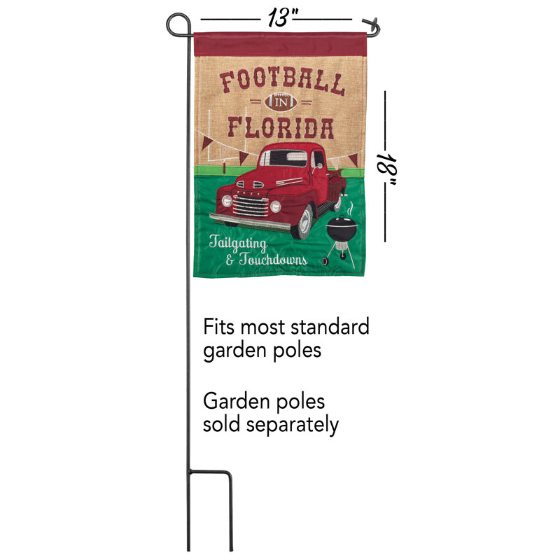 Drapeau de jardin en polyester 18 po x 13 po Alarico, Grenat, Floride