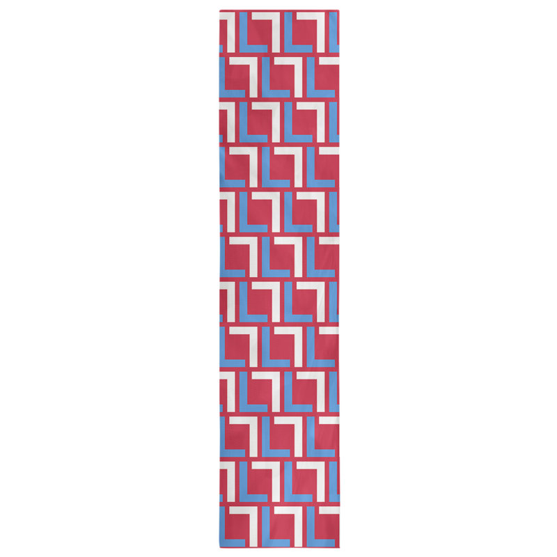 Chemin de table Carolina, 72 po x 16 po, Coton, Bleu clair / blanc / rouge