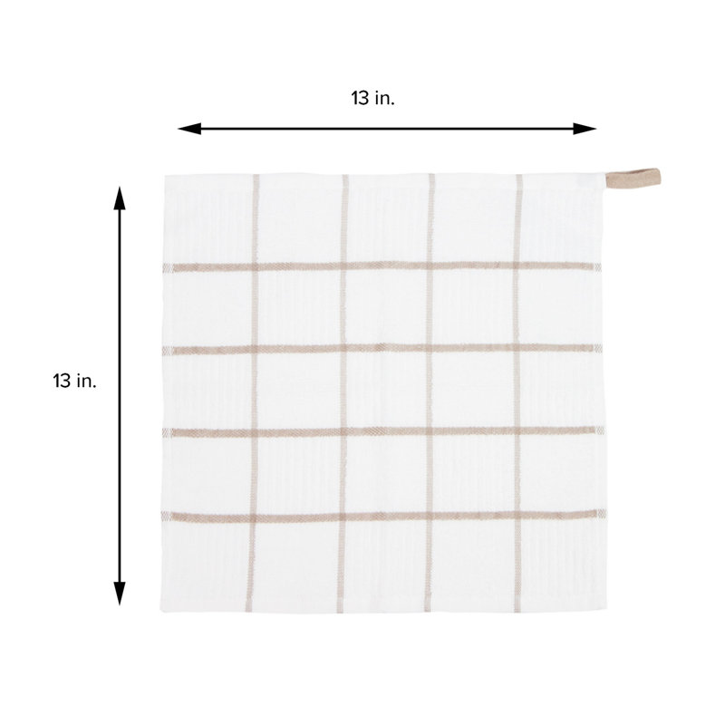 The Sloppy Chef Premier Dishcloths Jacquard Dish Cloth Kitchen Towel, Tan/White