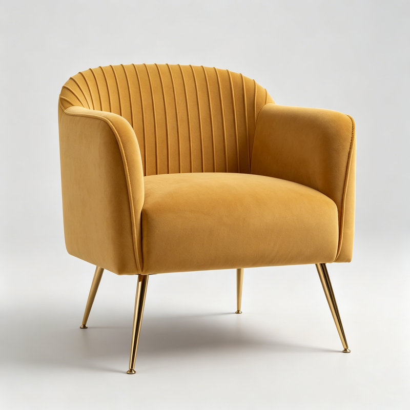 Fauteuil de chambre Modern Velvet, Jaune moutarde