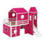 Lit mezzanine simple avec tente et tour rose Slide-114381501