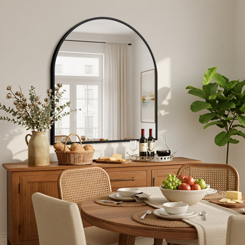 Aunalee Metal Flat Mirror, Black