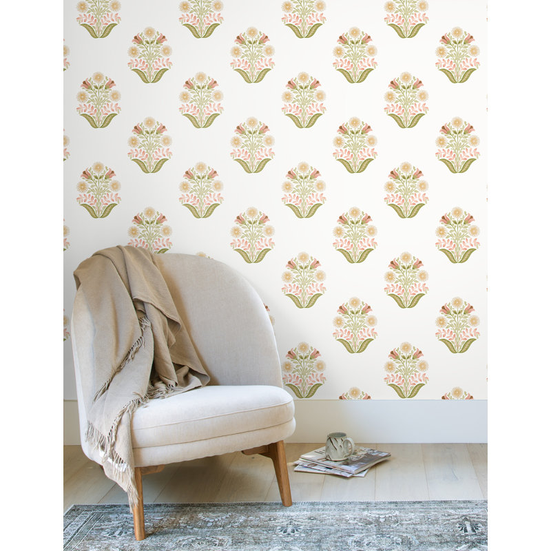 Double rouleau floral Peel & Stick, Rose